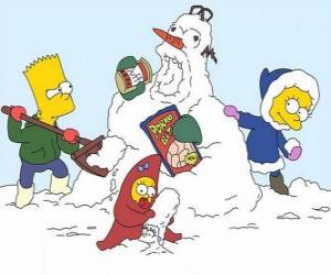 yapboz Bart, Lisa ve Maggie bir kardan adam yapmak